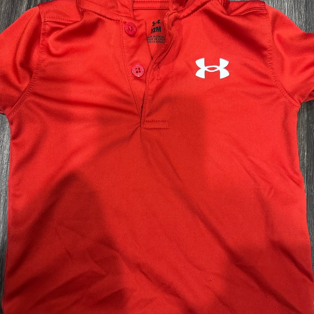 Under Armour Red Toddler Short Sleeve Polo with White Logo